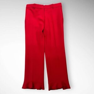 ANN TAYLOR Red Jubilee Ruffled Hem High Waist Trousers Size 6 | EUC